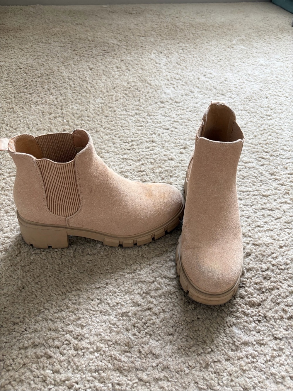 Platform Chelsea Booties in Beige